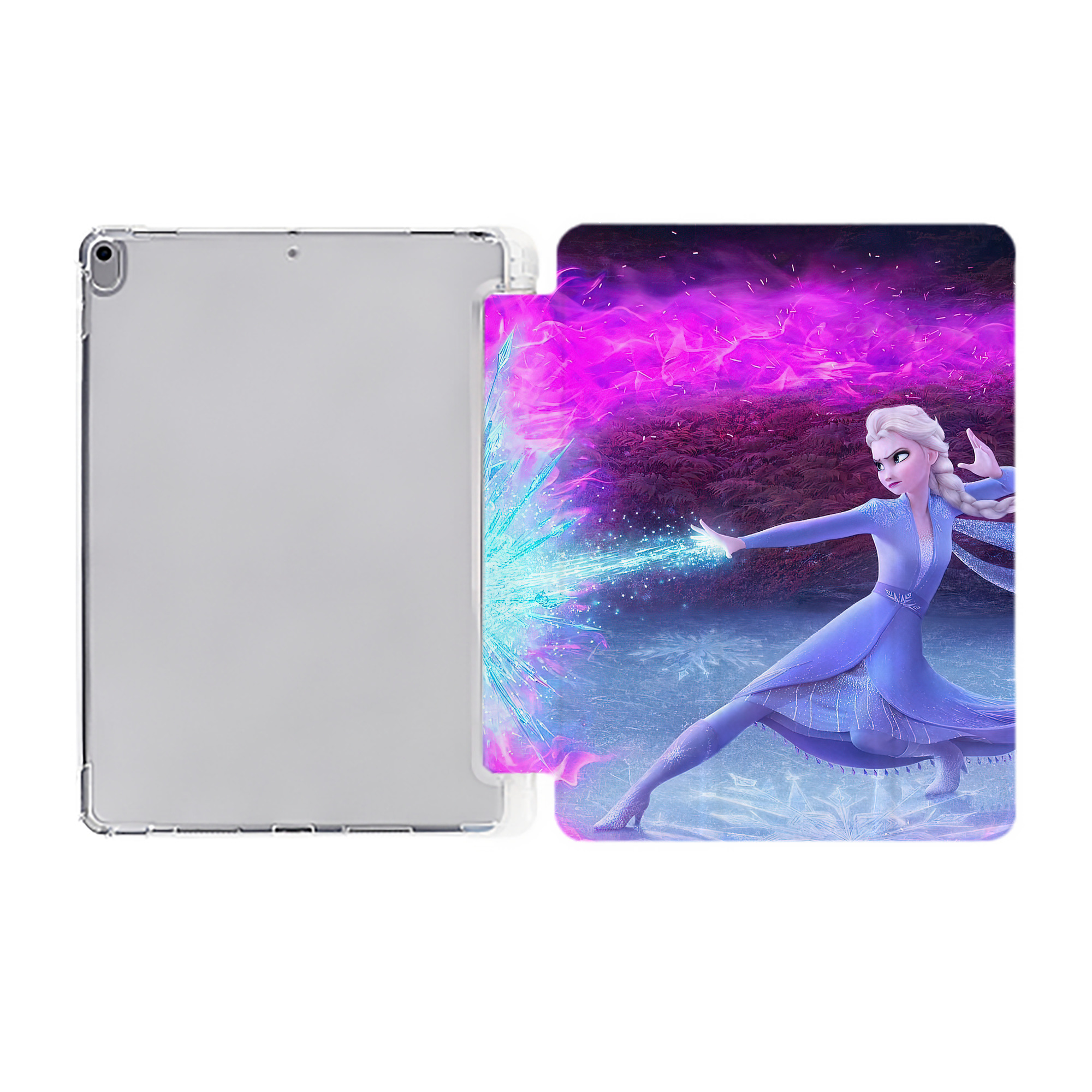 （画像用） アナと雪の女王 アンナ エルサ Frozen Anna Elsa IPad ケース ペン収納付き 三つ折りスタンド PUレザー×シリコン 対応機種9.5/10.5/10.9インチ